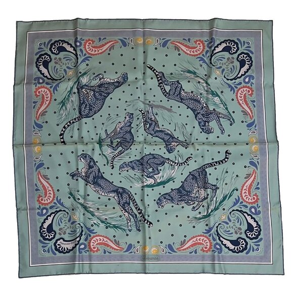 Hermes Guepards Bandana Double Face 90cm Silk Scarf - Robert Dallet - Cheetahs